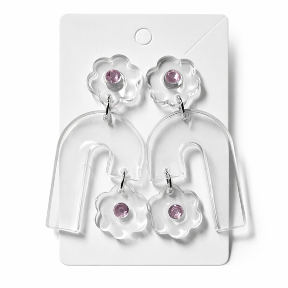 Handmade Jewelry - Clear and Pink Acrylic Earrings